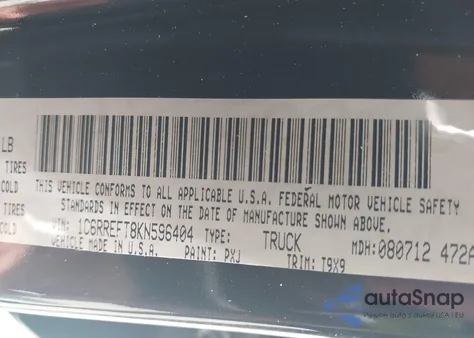 2019 Ram 1500 Big Horn/Lone Star 4X2 5'7 Box from USA, damaged, VIN 1C6RREFT8KN596404
